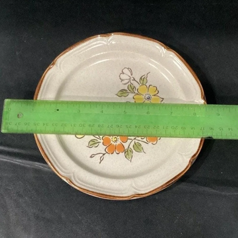 Hearthside Spring Garden Baroque Salad Plates, Set of 2 Vintage Floral Stoneware